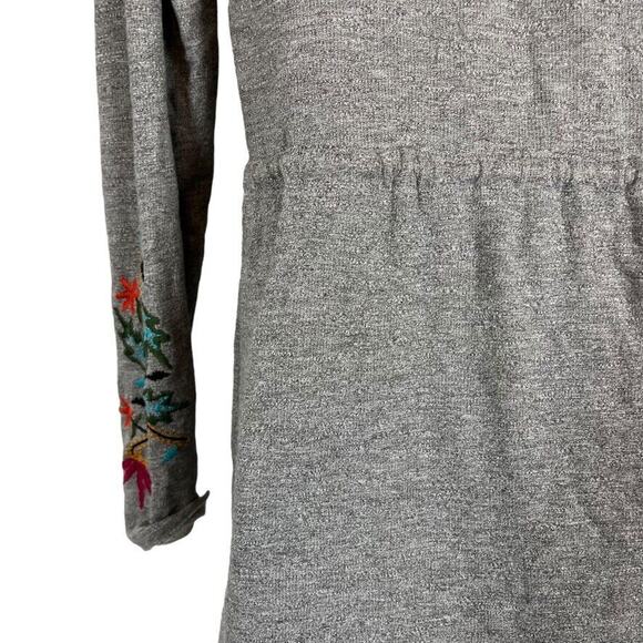 Anthropologie Dolan Port Maria Embroidered T-Shirt Mini Knit Gray Dress sz S - Picture 12 of 16